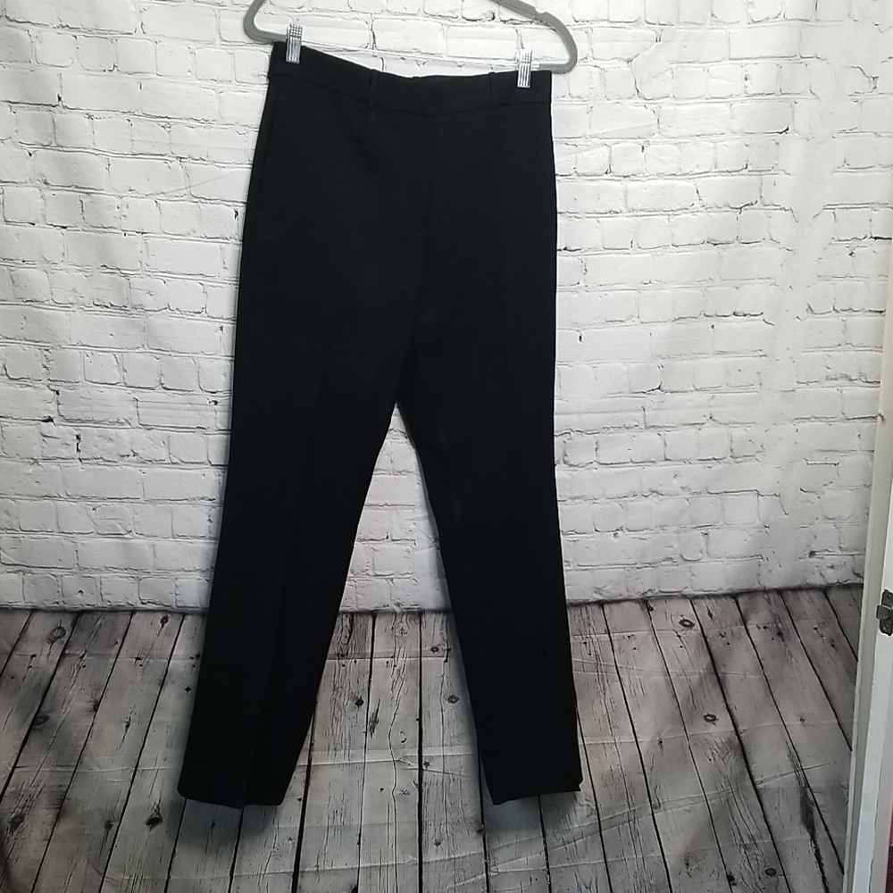 BURBERRY Black Flat Front Zipper Pants Size 8